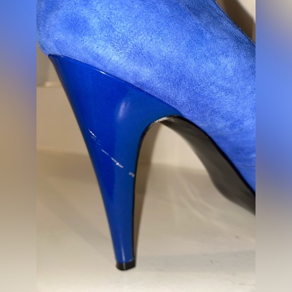 Nine West Royal Blue Peep Toe Heels size 7.5 Funky Colorful Spring Heels Party - Picture 3 of 8
